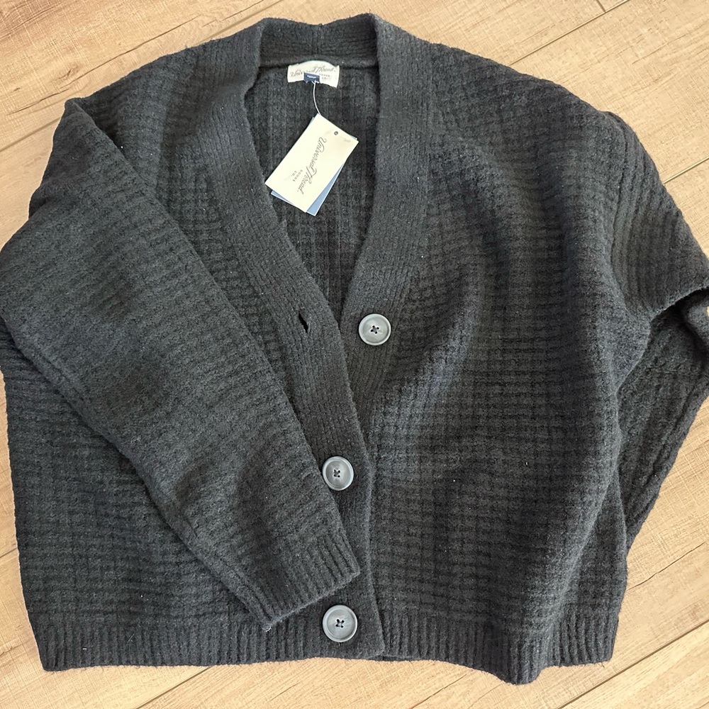 Women's Black Button-Front Knit Cardigan Sweater